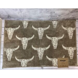 Wrangler Bath Rug Tan Longhorn Skull Western Southwestern 20x32 New